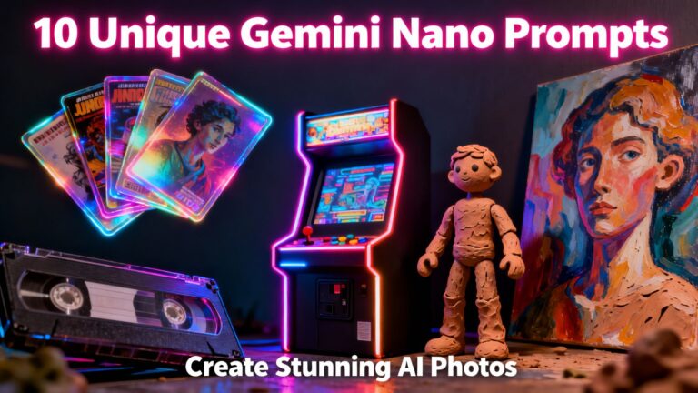 Futuristic thumbnail with Gemini Nano prompts text