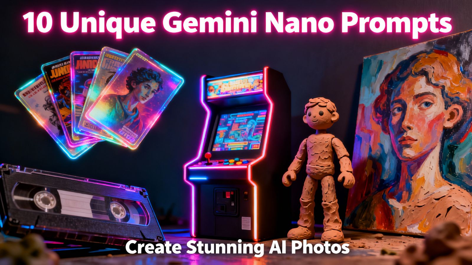 Futuristic thumbnail with Gemini Nano prompts text
