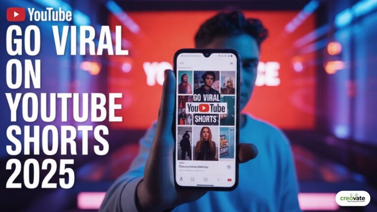 Person holding smartphone showing YouTube Shorts with title Go Viral on YouTube Shorts 2025