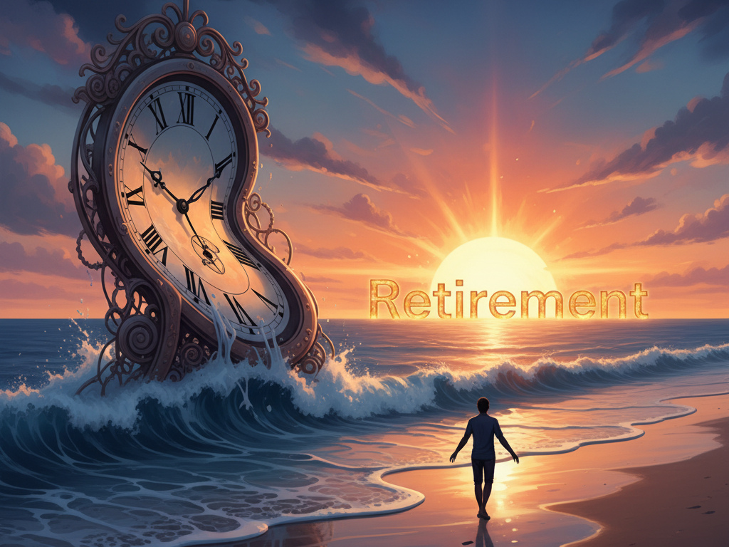 Surreal art showing time freedom as a symbol of Retirement.