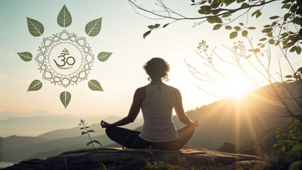 Meditation and nature balance representing dosha harmony