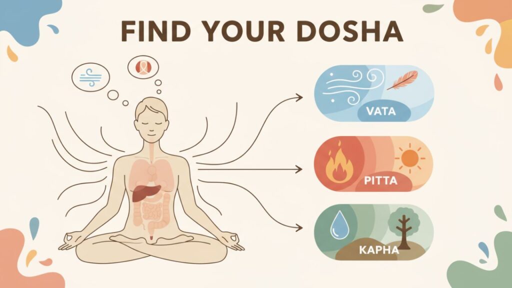 the picture is showing how to find your Ayurveda dosha