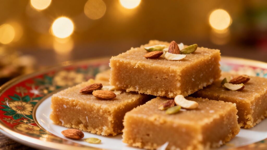Baked Coconut Barfi with Jaggery
