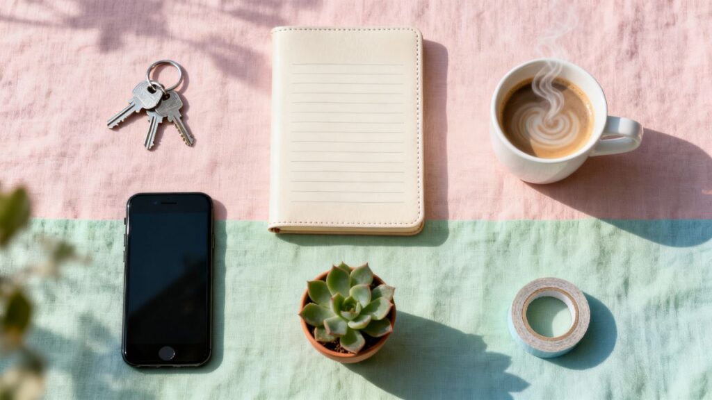 Everyday lifehacks setup with daily items