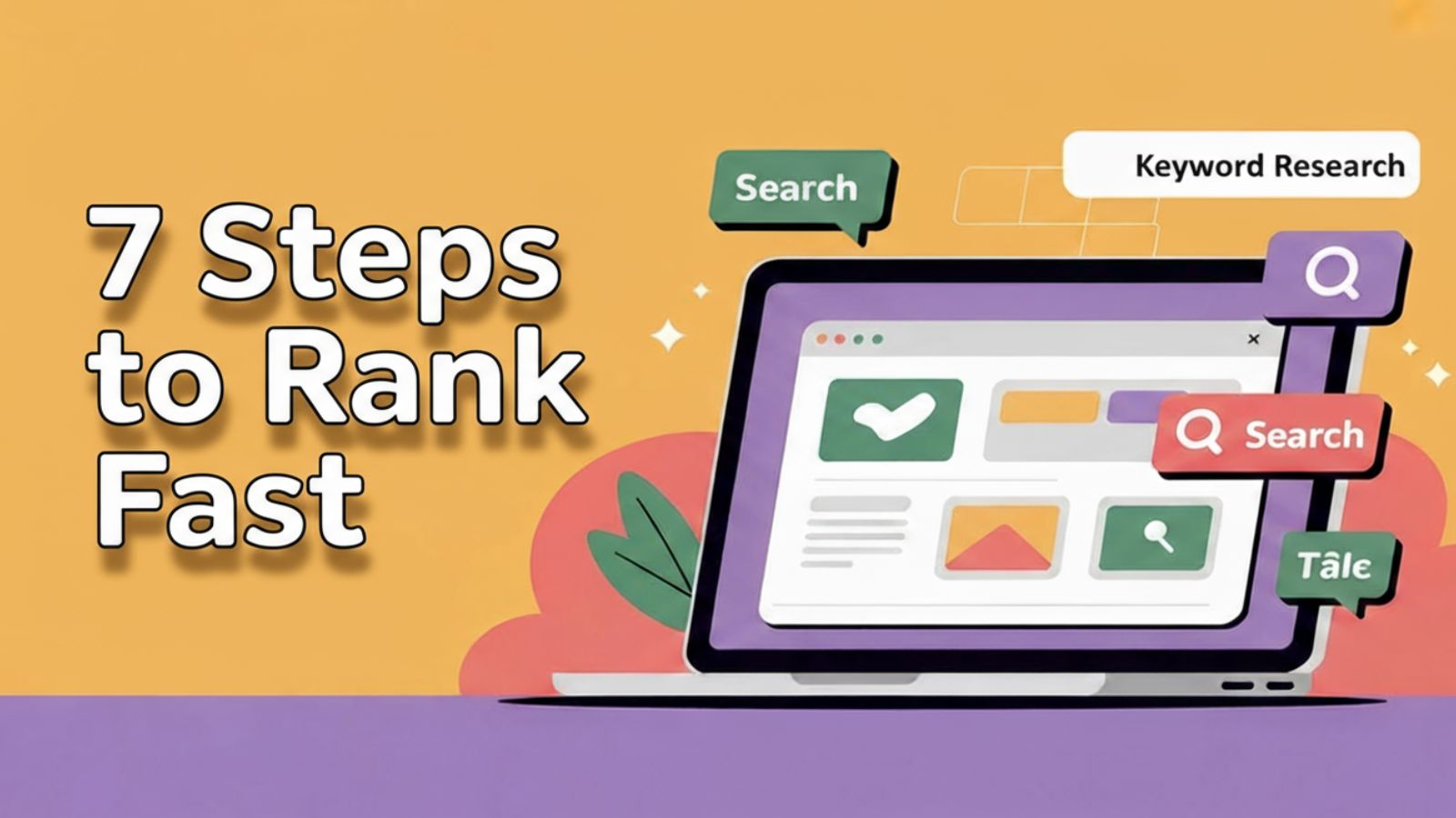 Eye-catching blog thumbnail for '7 Easy Steps to Find Low Competition long-tail Keywords Fast'