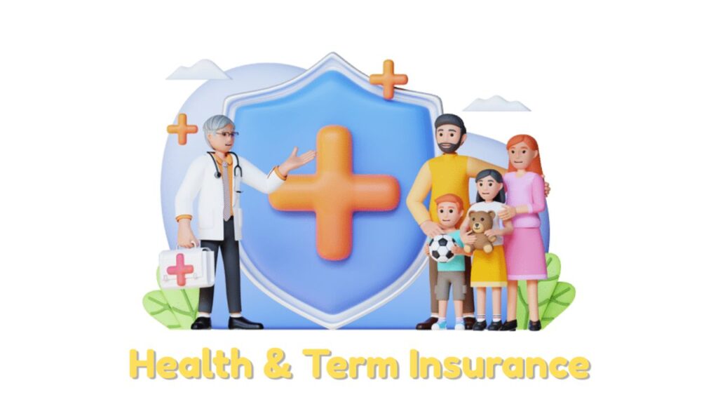 Freelancer protected with health insurance and financial security icons