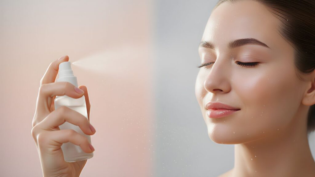 Applying toner for Korean glass skin glow