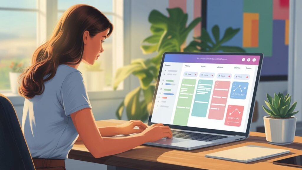 Person is using Motion.ai to schedule daily tasks illustration