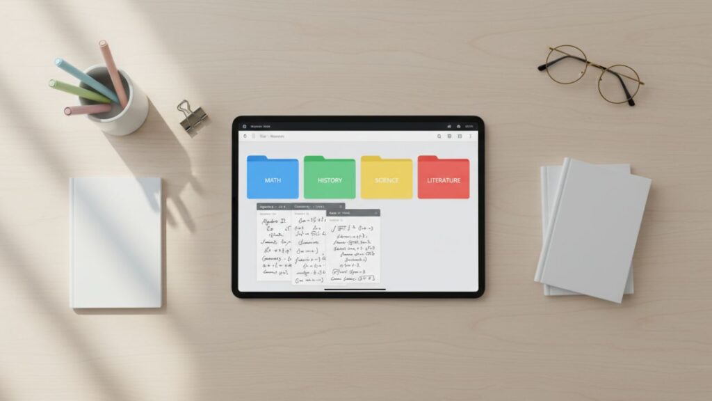 Organized digital notes on iPad screen