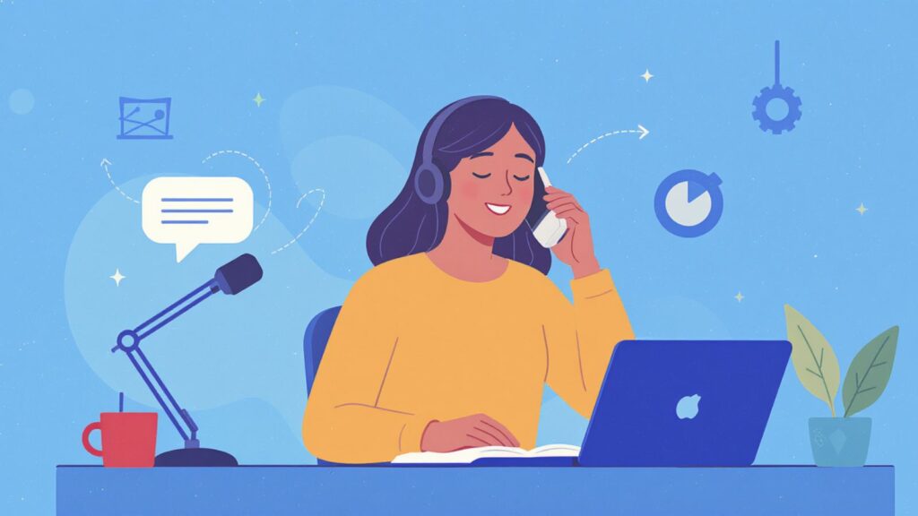 Otter.ai recording and transcribing lecture illustration