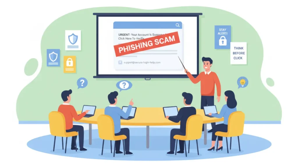 Employee training for phishing awareness