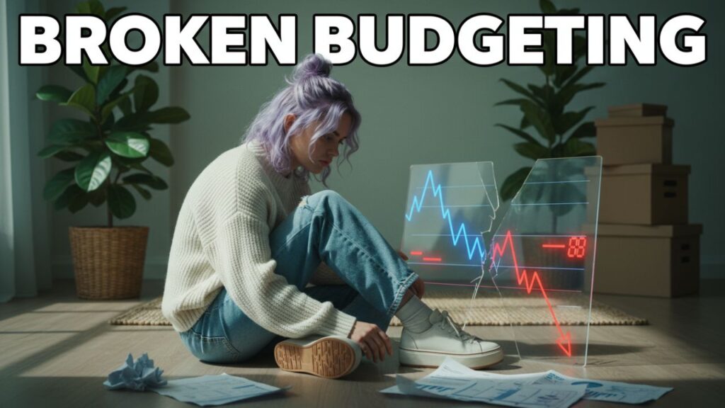 Gen Z stressed looking at broken budgeting sheets and charts