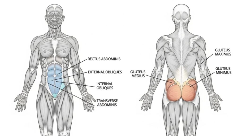 Core and Glute Activation Diagram
