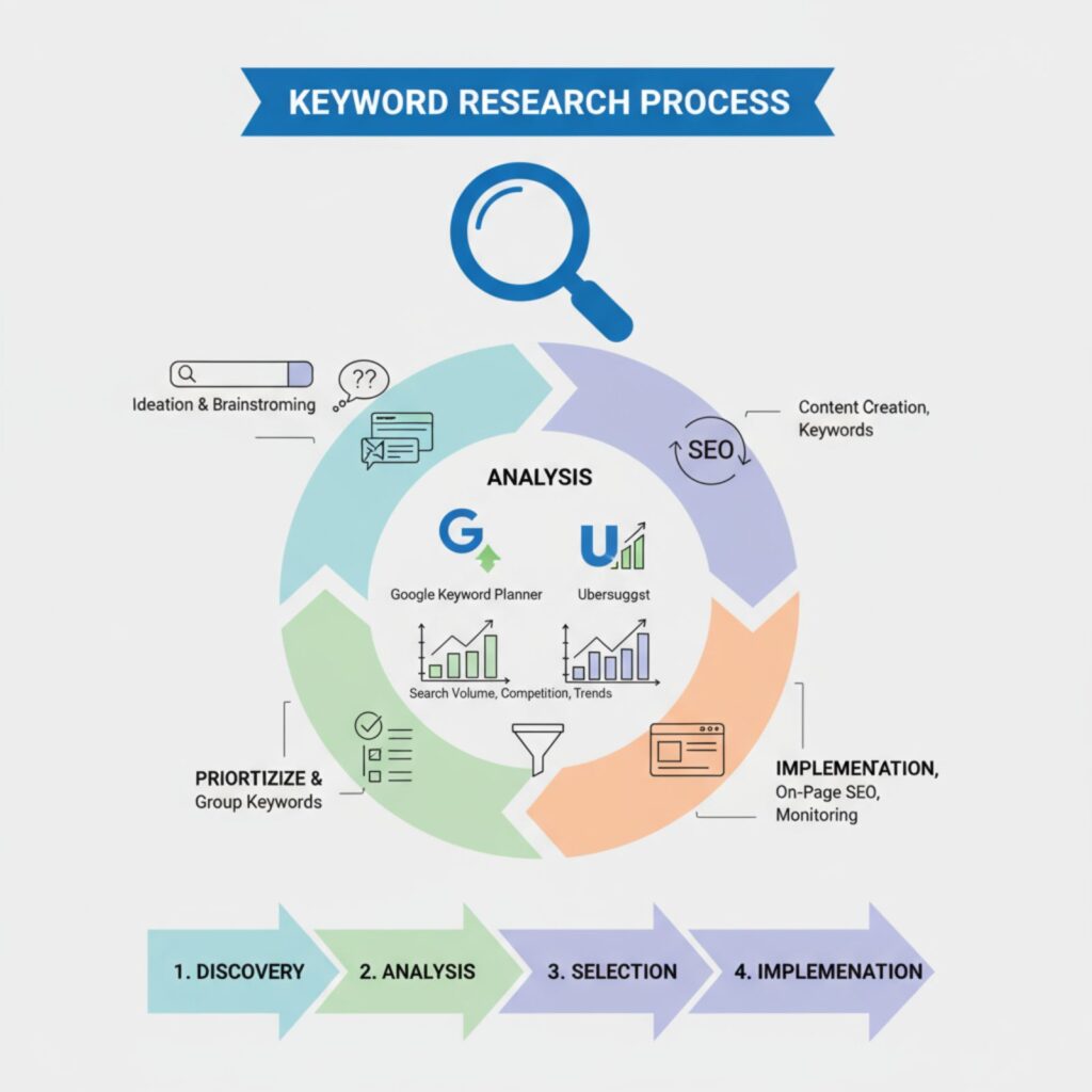 Keyword research process infographic
