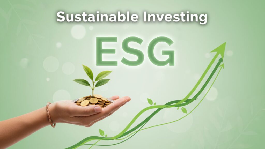 Ethical ESG investing thumbnail with plant and green finance symbols